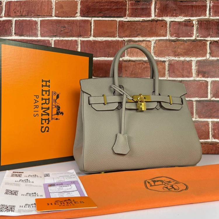 HERMES BİRKİN 30 CM HAKİKİ DERİ VİZON ALTİN